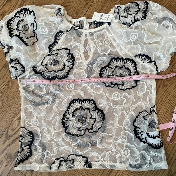 Express Floral Embroidered Lace Top, XS - Picture 6 of 9